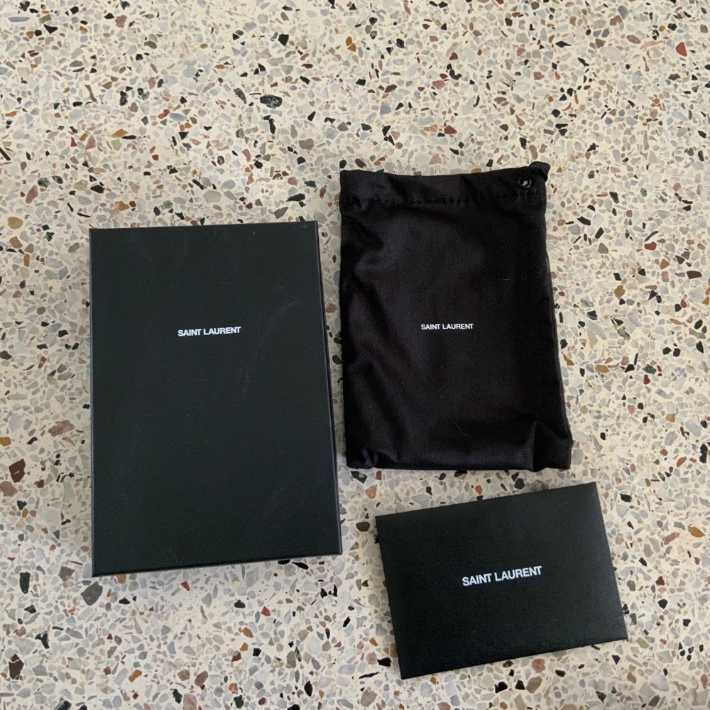 Saint Laurent Monogram YSL Black Grained Leather Ziptop Wallet - Picture 16 of 16